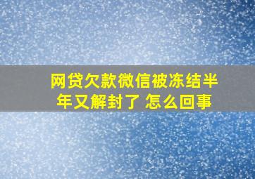 网贷欠款微信被冻结半年又解封了 怎么回事